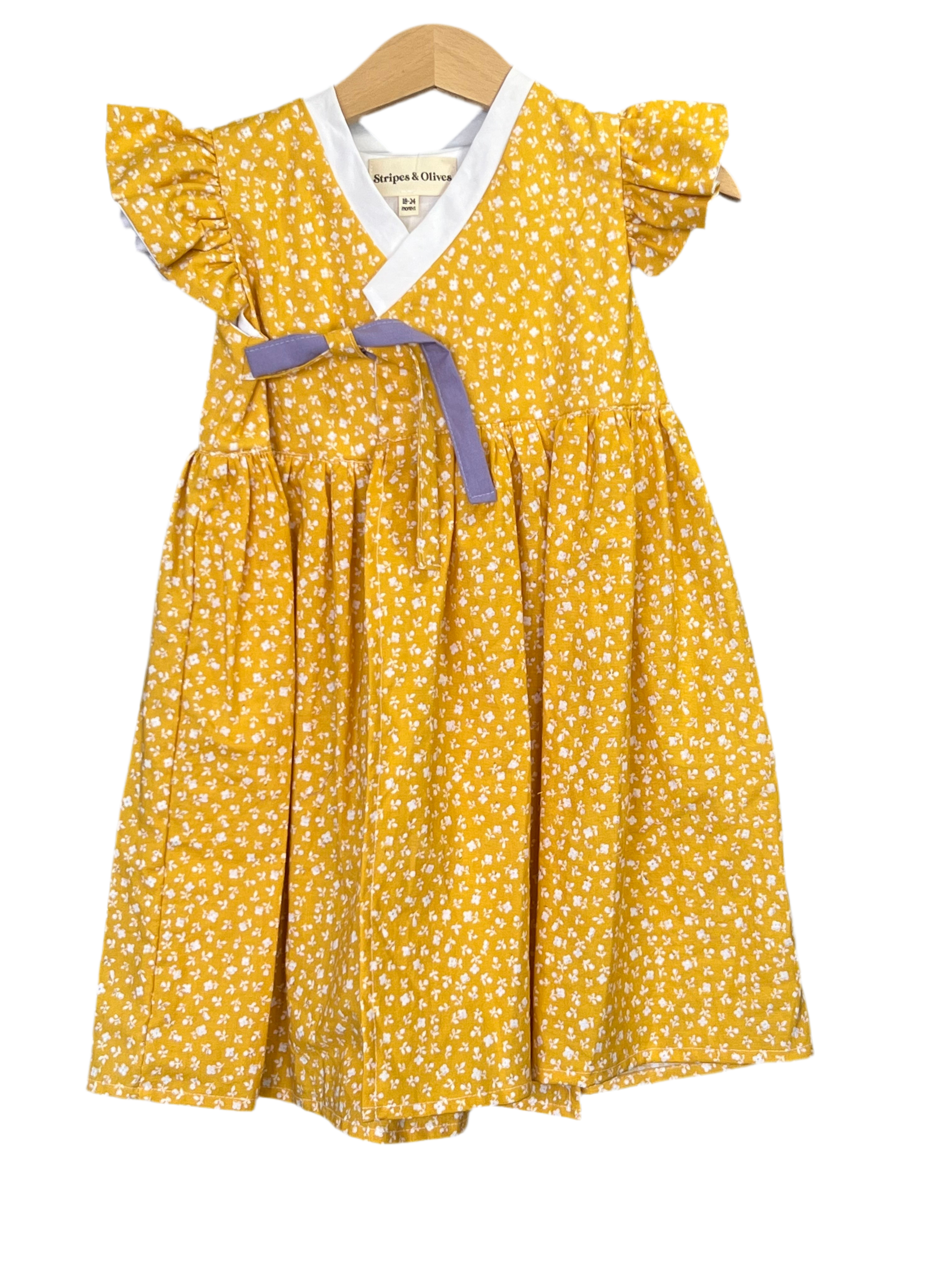 Yellow floral modern hanbok