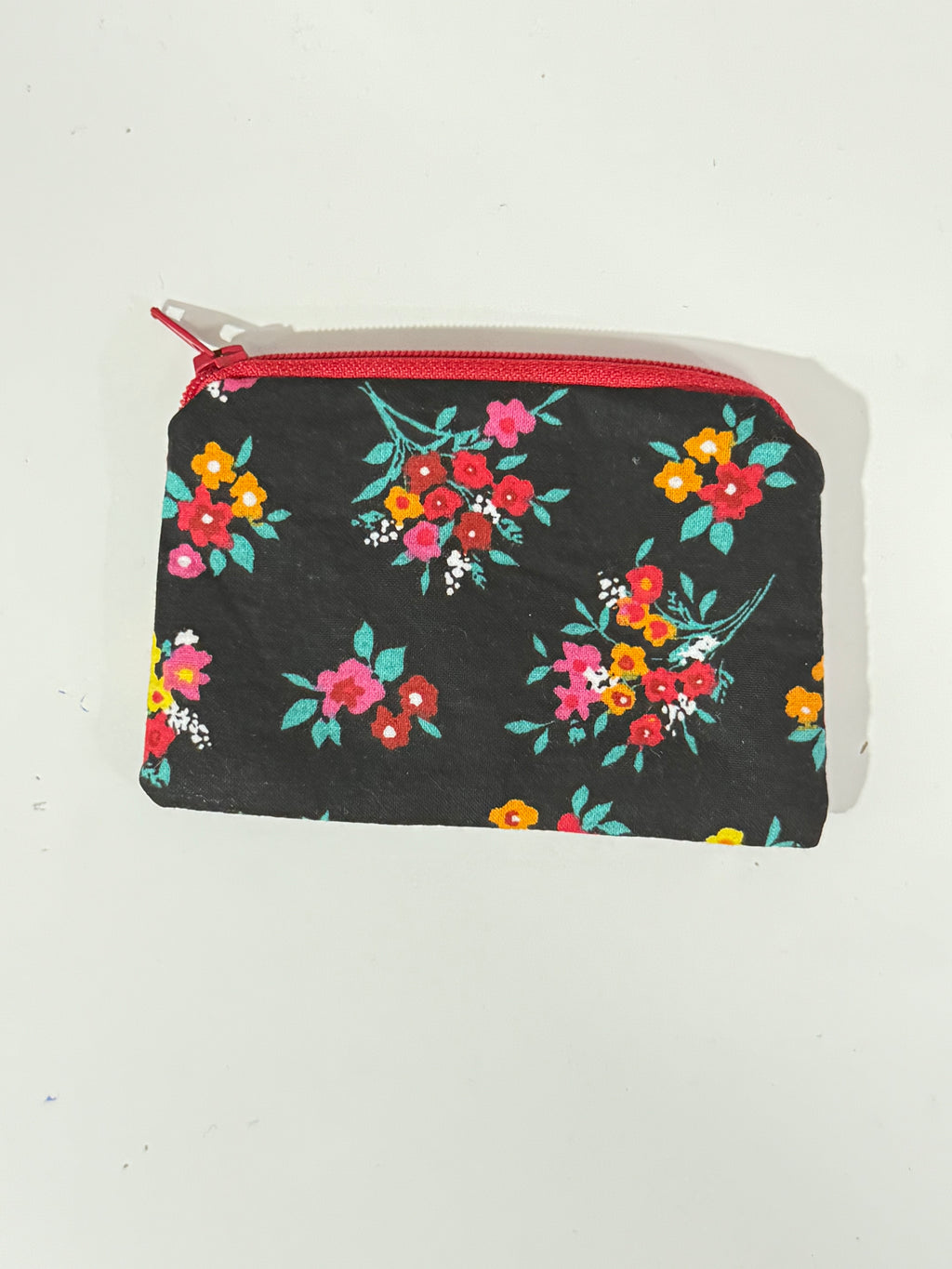 Black floral mini zipper bag